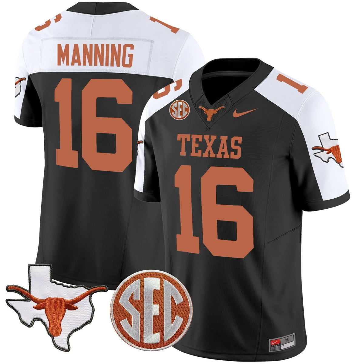 Texas Longhorns State Map & SEC Patch Vapor Jersey V2-Cuztomshoes