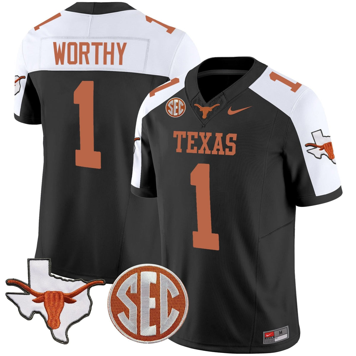 Texas Longhorns State Map & SEC Patch Vapor Jersey V2-Cuztomshoes