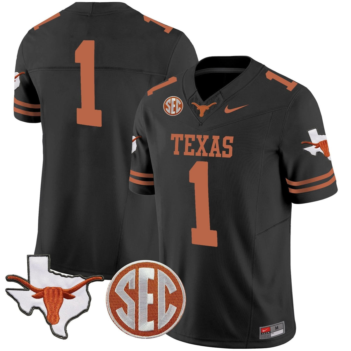 Texas Longhorns State Map & SEC Patch Vapor Jersey V2-Cuztomshoes