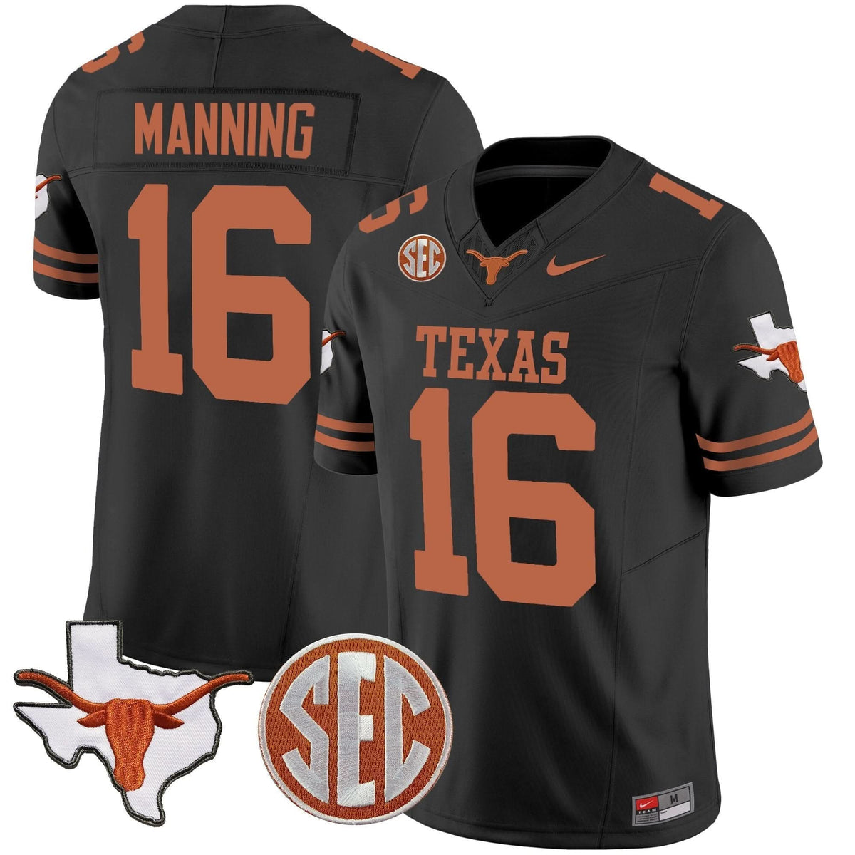Texas Longhorns State Map & SEC Patch Vapor Jersey V2-Cuztomshoes