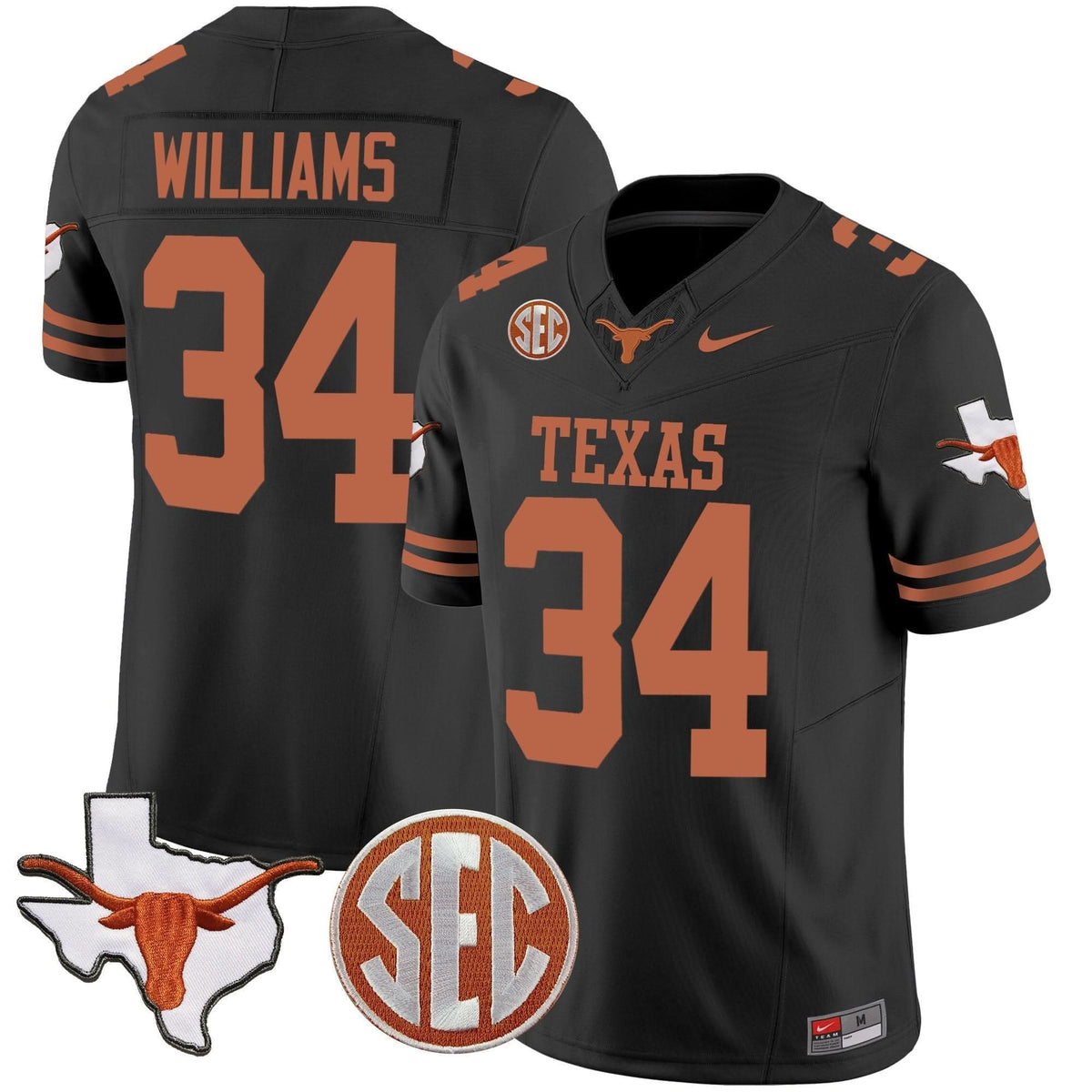 Texas Longhorns State Map & SEC Patch Vapor Jersey V2-Cuztomshoes