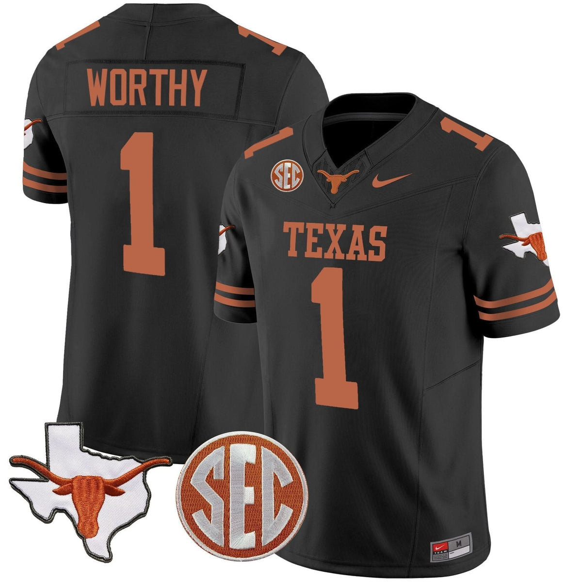 Texas Longhorns State Map & SEC Patch Vapor Jersey V2-Cuztomshoes