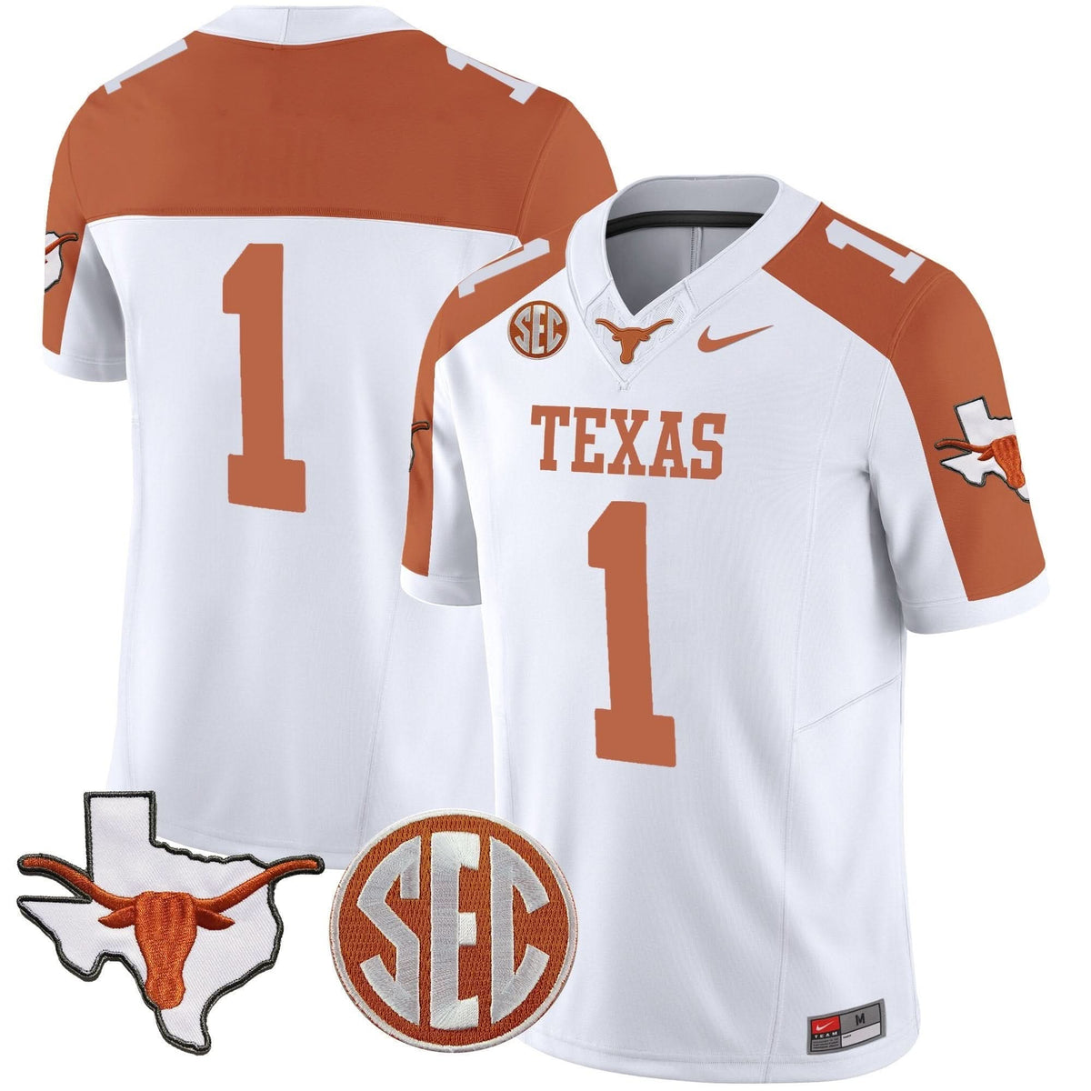 Texas Longhorns State Map & SEC Patch Vapor Jersey V2-Cuztomshoes