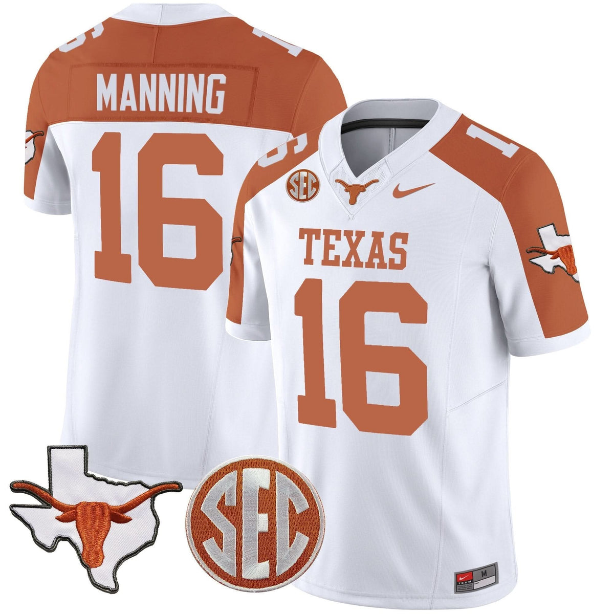 Texas Longhorns State Map & SEC Patch Vapor Jersey V2-Cuztomshoes