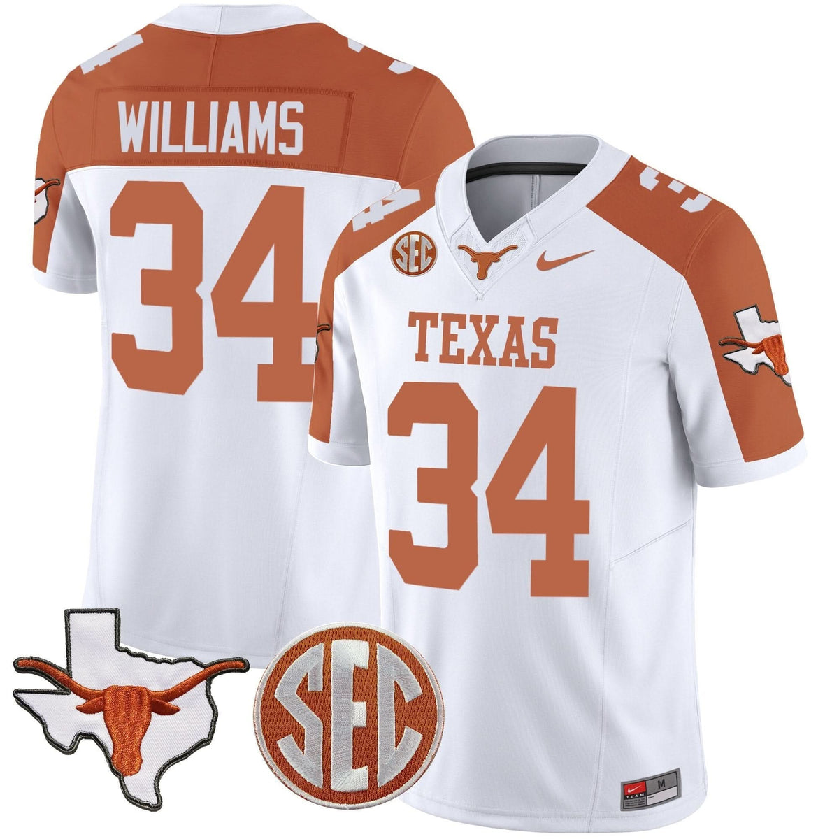 Texas Longhorns State Map & SEC Patch Vapor Jersey V2-Cuztomshoes