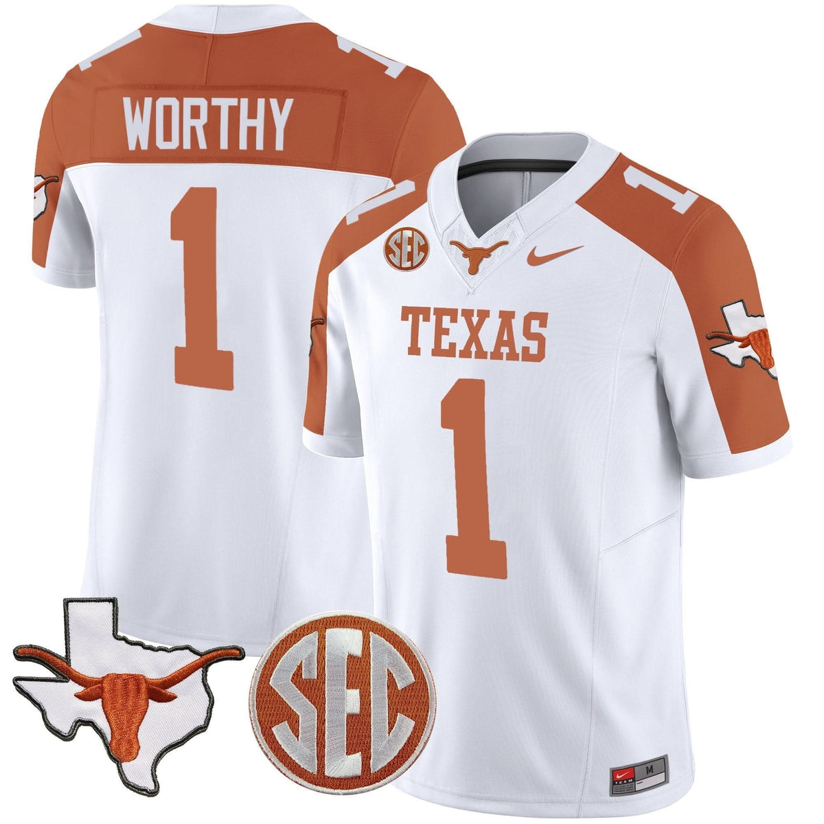 Texas Longhorns State Map & SEC Patch Vapor Jersey V2-Cuztomshoes