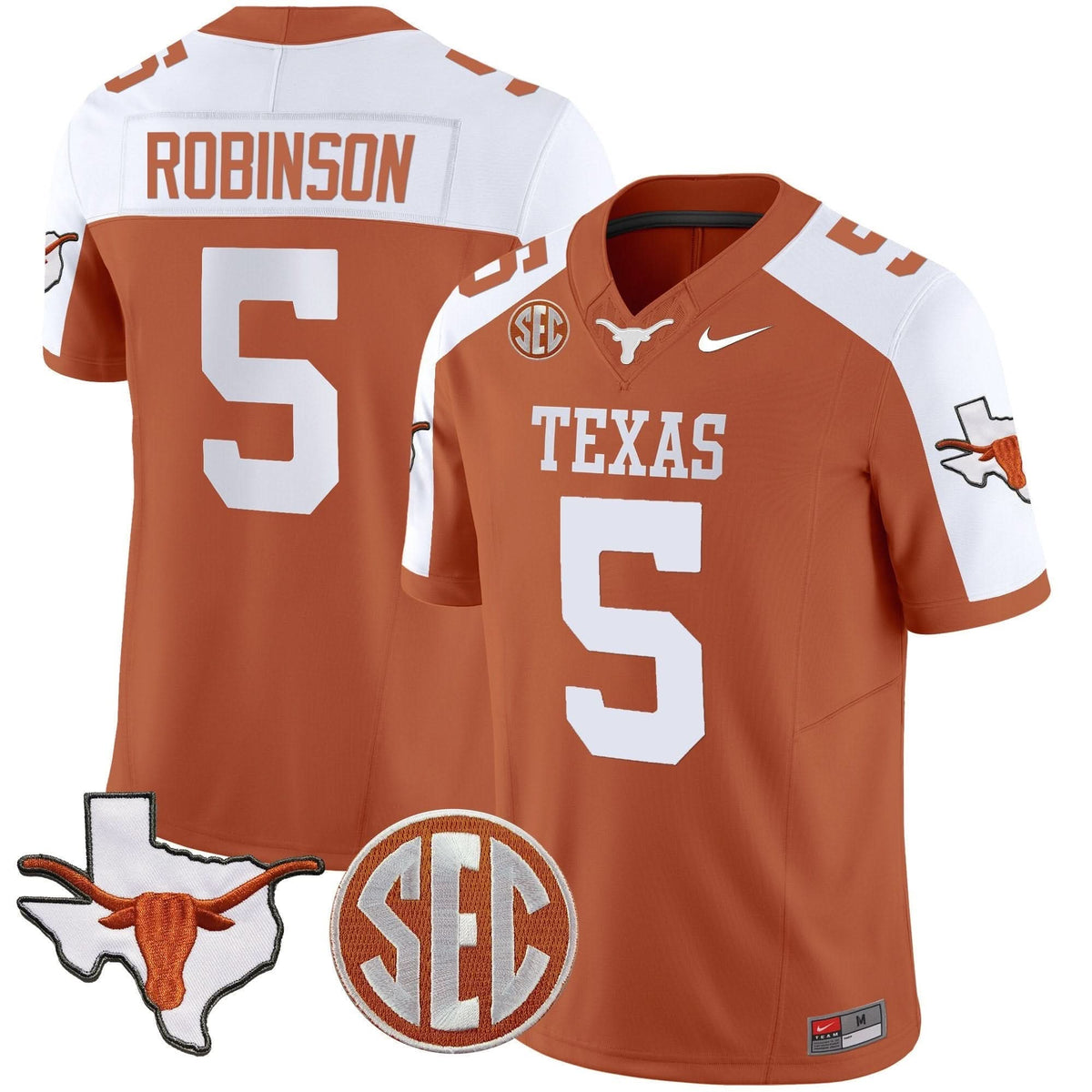 Texas Longhorns State Map & SEC Patch Vapor Jersey V2-Cuztomshoes