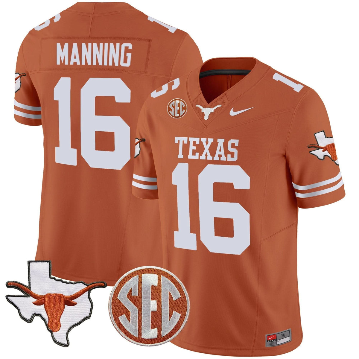 Texas Longhorns State Map & SEC Patch Vapor Jersey V2-Cuztomshoes