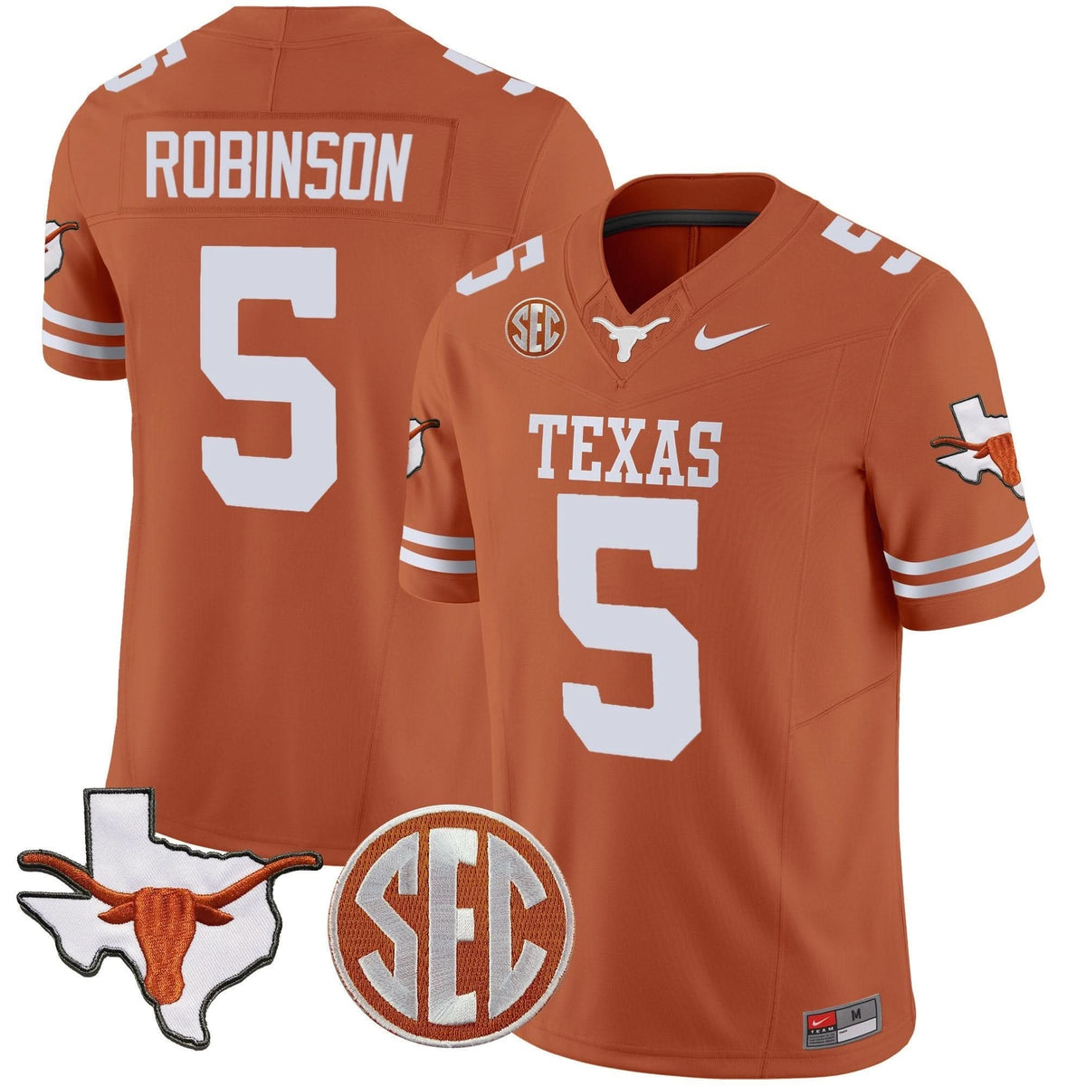 Texas Longhorns State Map & SEC Patch Vapor Jersey V2-Cuztomshoes
