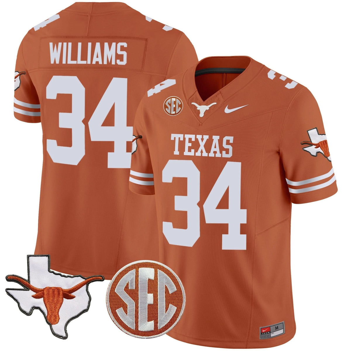 Texas Longhorns State Map & SEC Patch Vapor Jersey V2-Cuztomshoes