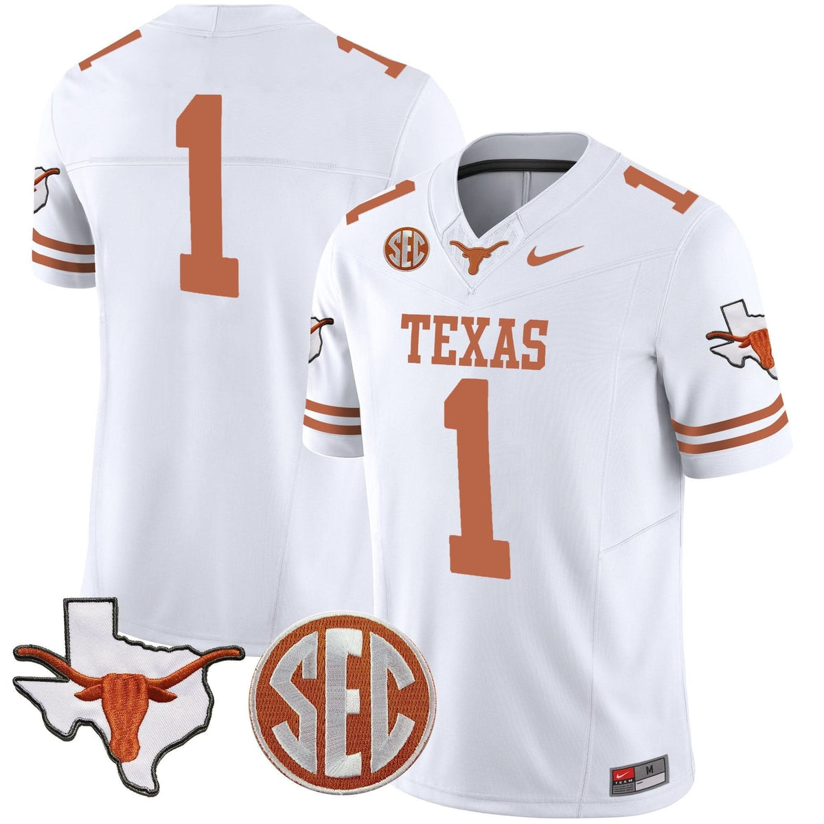 Texas Longhorns State Map & SEC Patch Vapor Jersey V2-Cuztomshoes