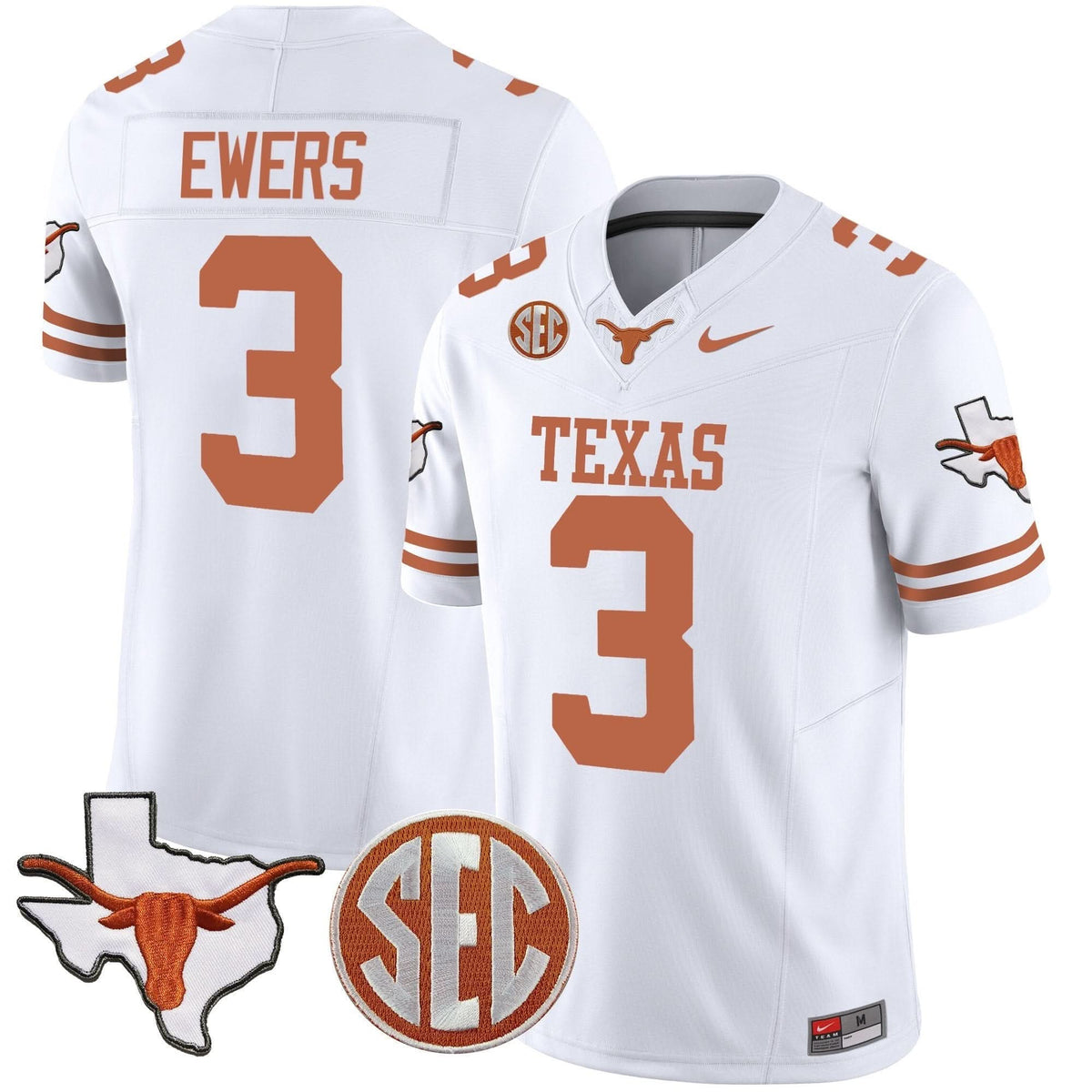 Texas Longhorns State Map & SEC Patch Vapor Jersey V2-Cuztomshoes