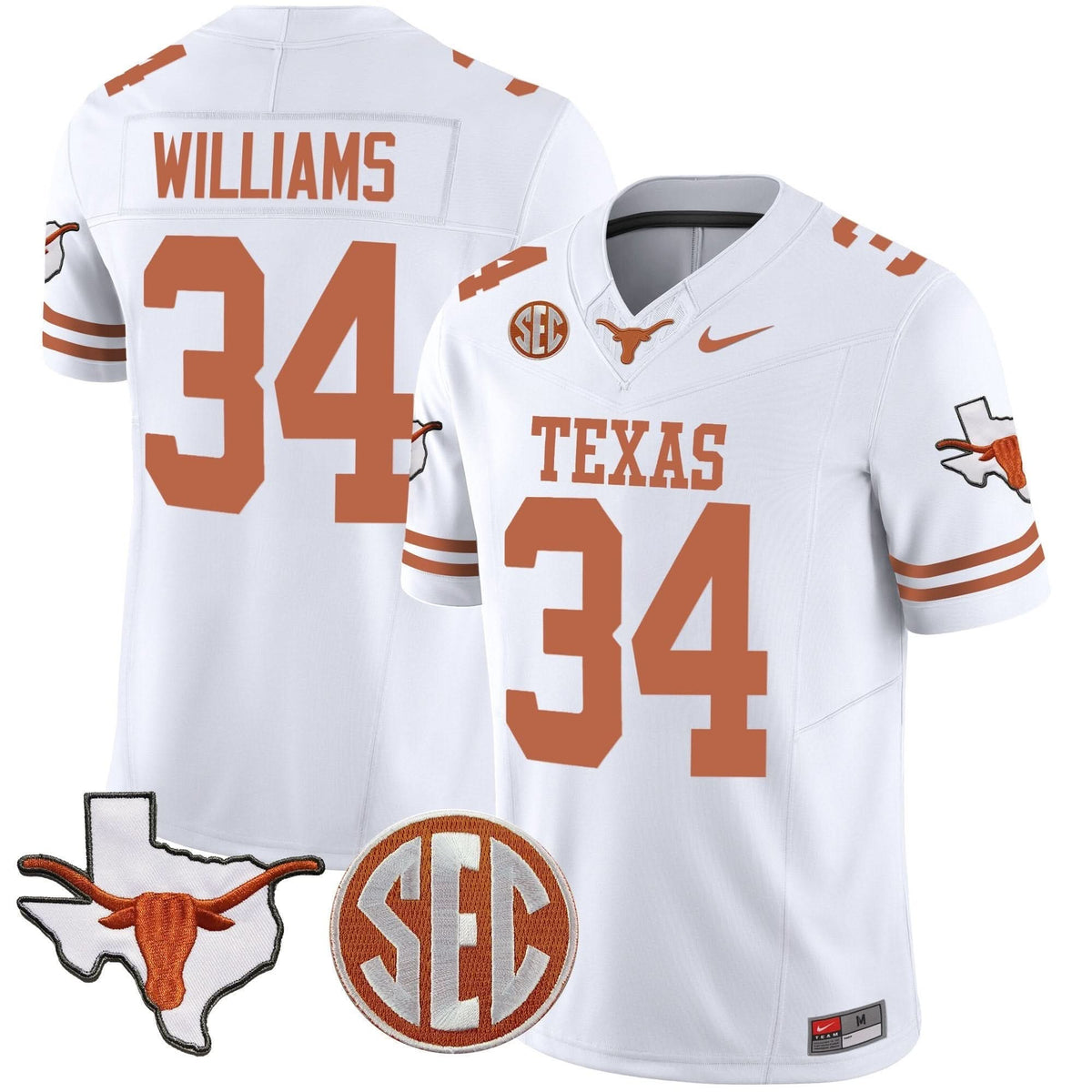 Texas Longhorns State Map & SEC Patch Vapor Jersey V2-Cuztomshoes