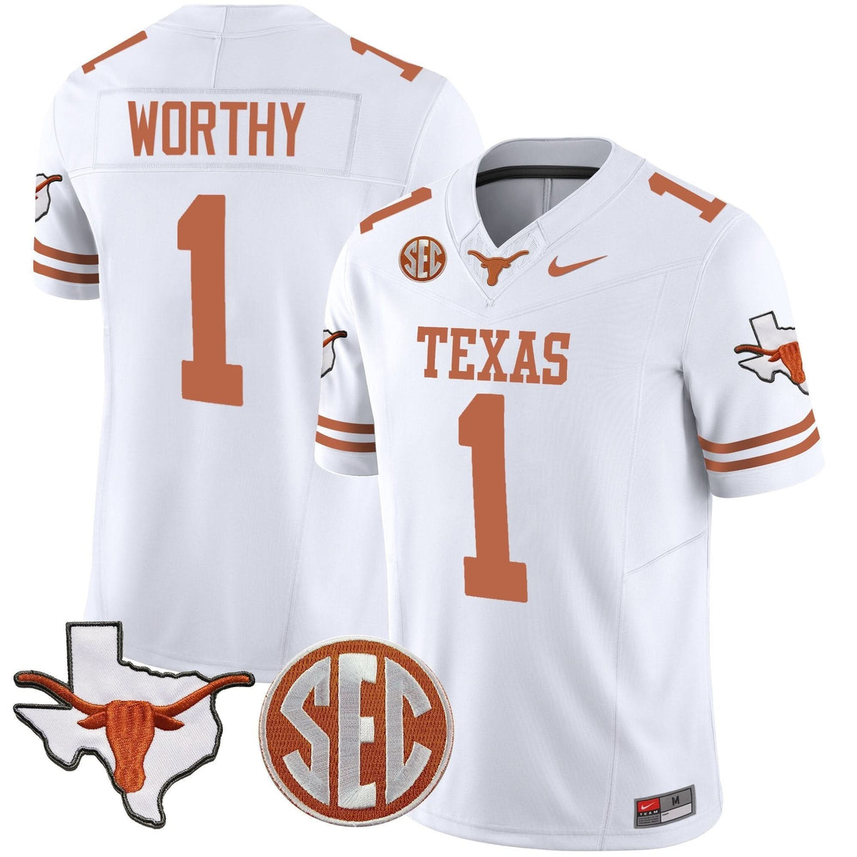 Texas Longhorns State Map & SEC Patch Vapor Jersey V2-Cuztomshoes