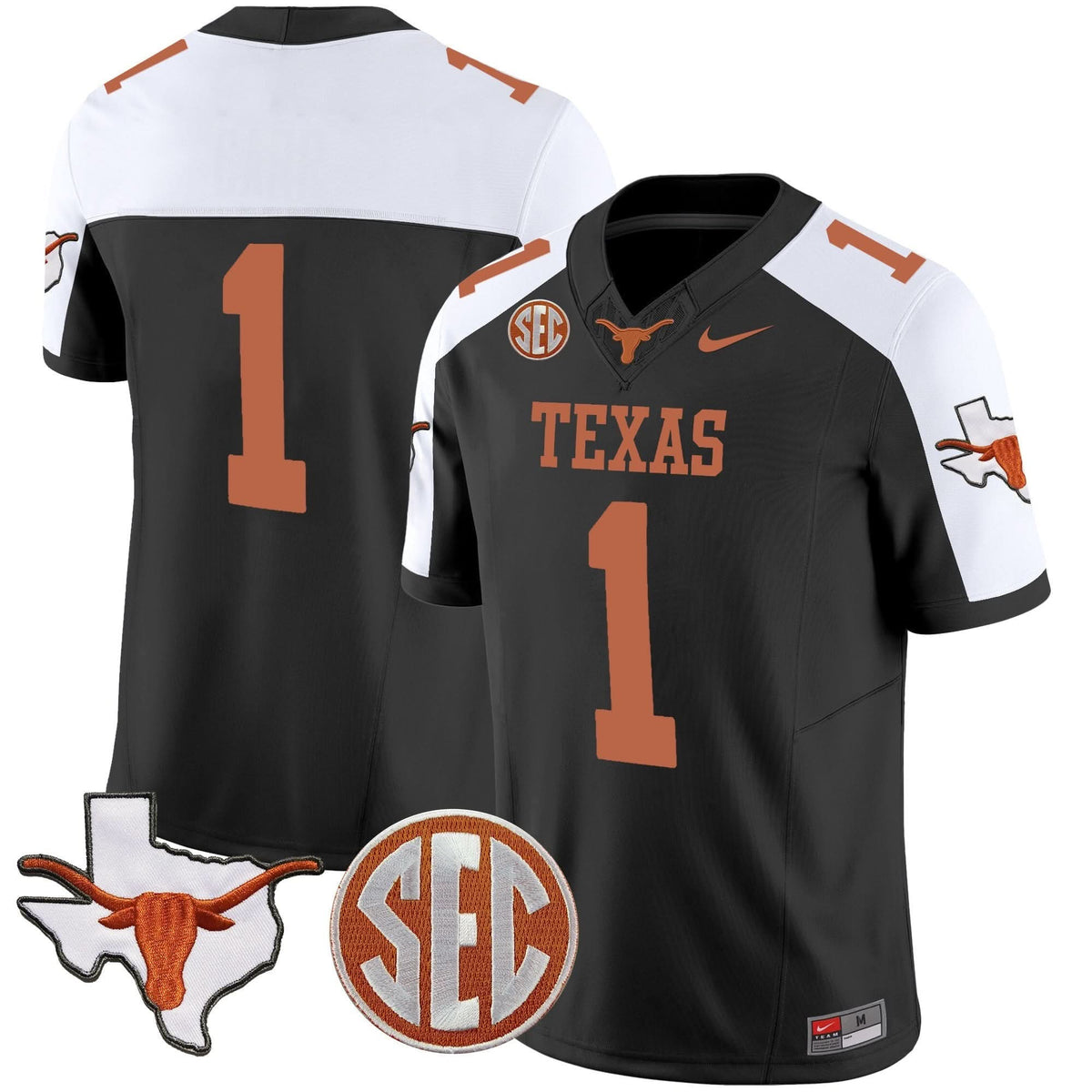 Texas Longhorns State Map & SEC Patch Vapor Jersey V2-Cuztomshoes