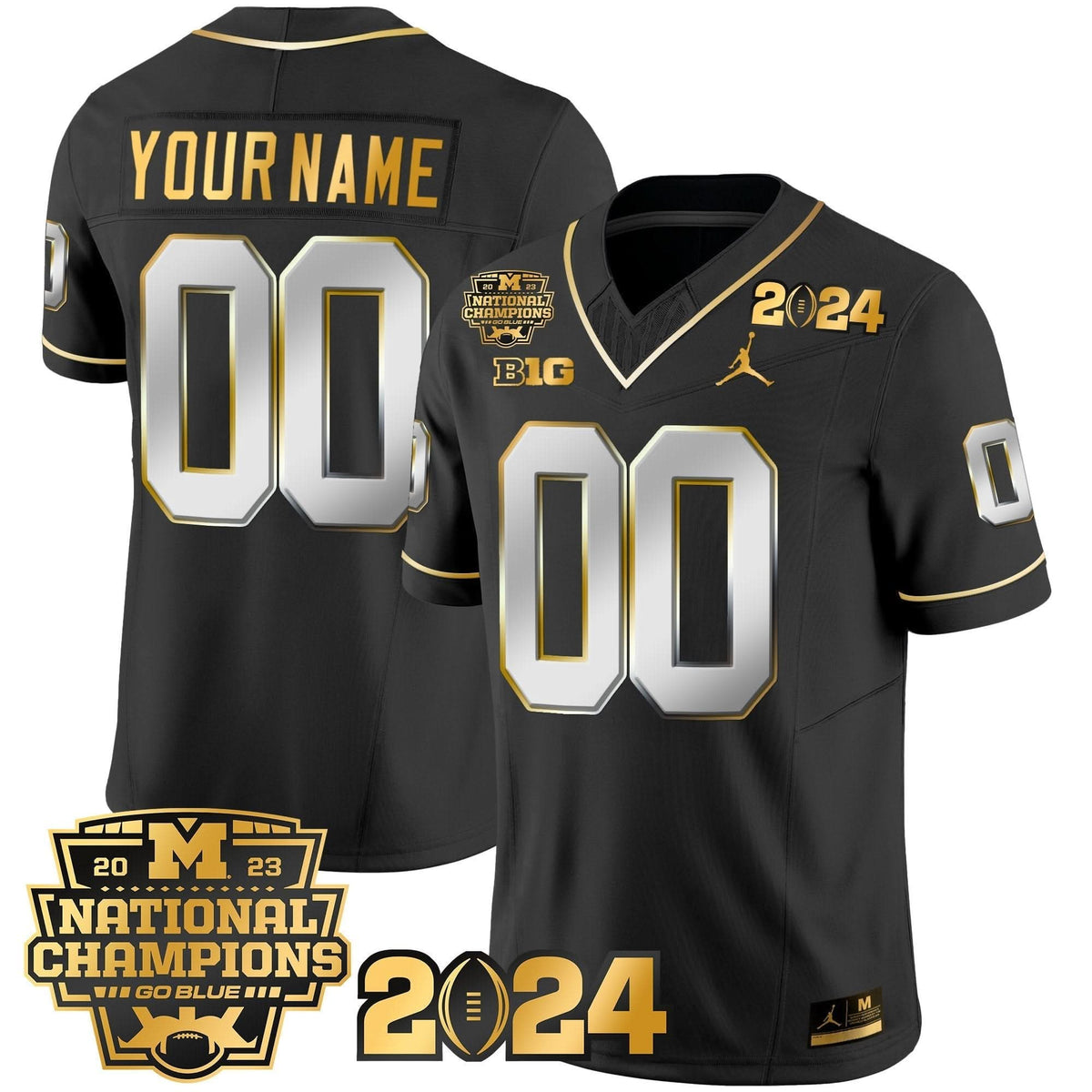 Michigan Wolverines 2023 National Champions Patch Gold Vapor Custom Jersey-Cuztomshoes