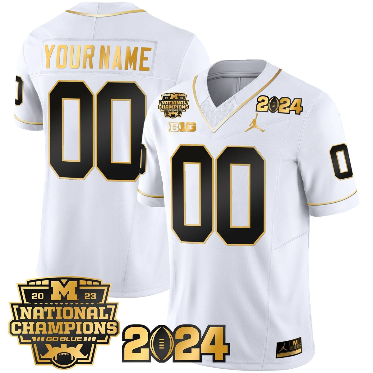 Michigan Wolverines 2023 National Champions Patch Gold Vapor Custom Jersey-Cuztomshoes