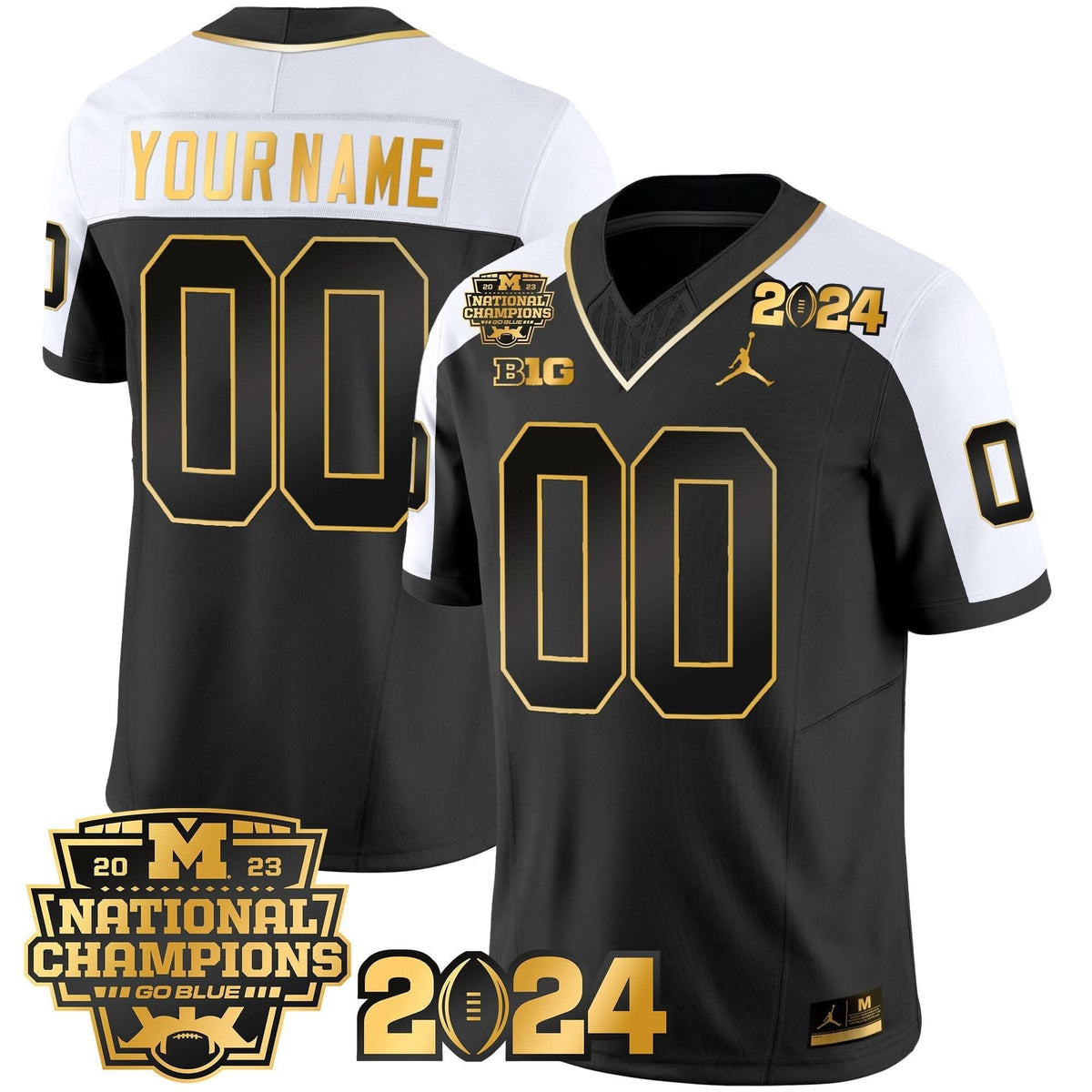 Michigan Wolverines 2023 National Champions Patch Gold Vapor Custom Jersey-Cuztomshoes