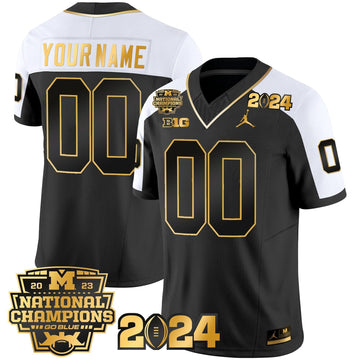 Michigan Wolverines 2023 National Champions Patch Gold Vapor Custom Jersey-Cuztomshoes