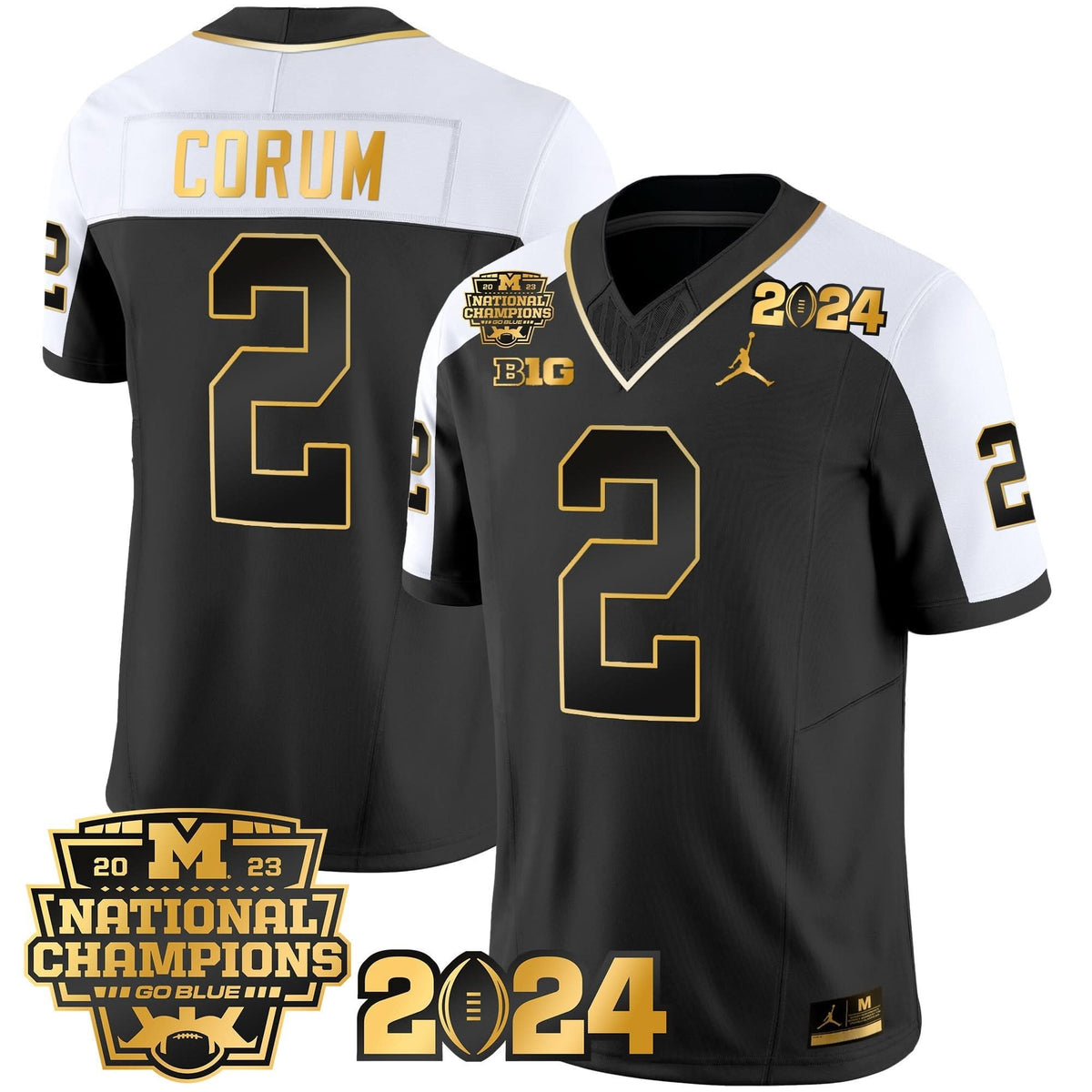 Michigan Wolverines 2023 National Champions Patch Gold Vapor Jersey-Cuztomshoes