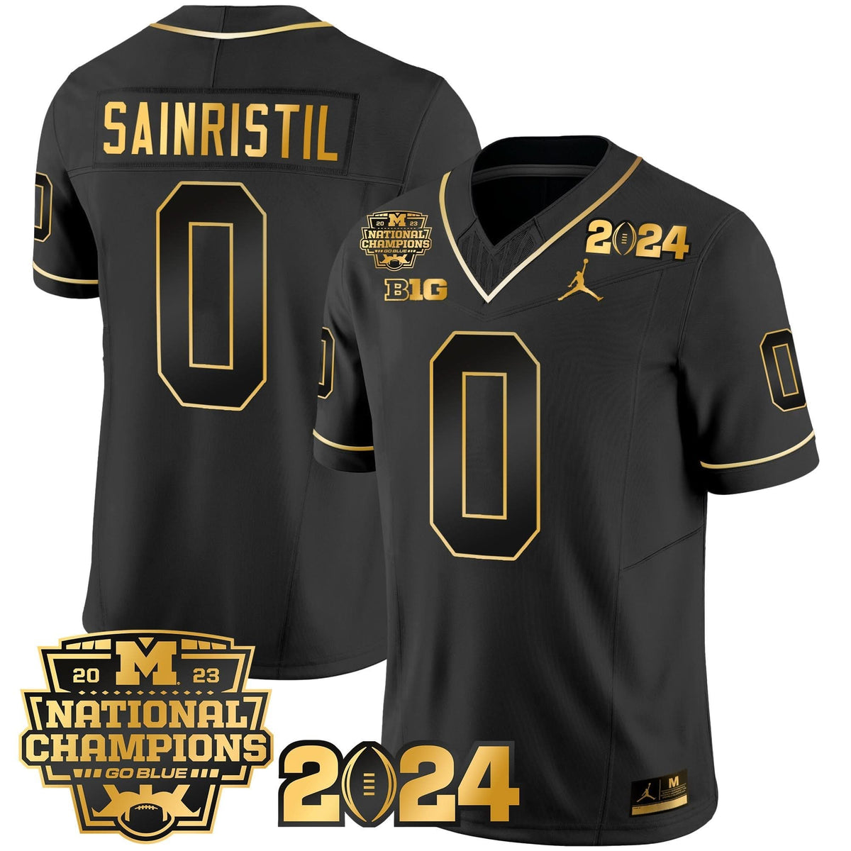 Michigan Wolverines 2023 National Champions Patch Gold Vapor Jersey-Cuztomshoes