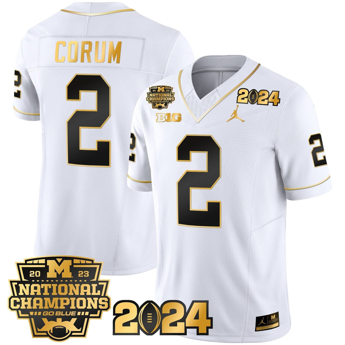 Michigan Wolverines 2023 National Champions Patch Gold Vapor Jersey-Cuztomshoes