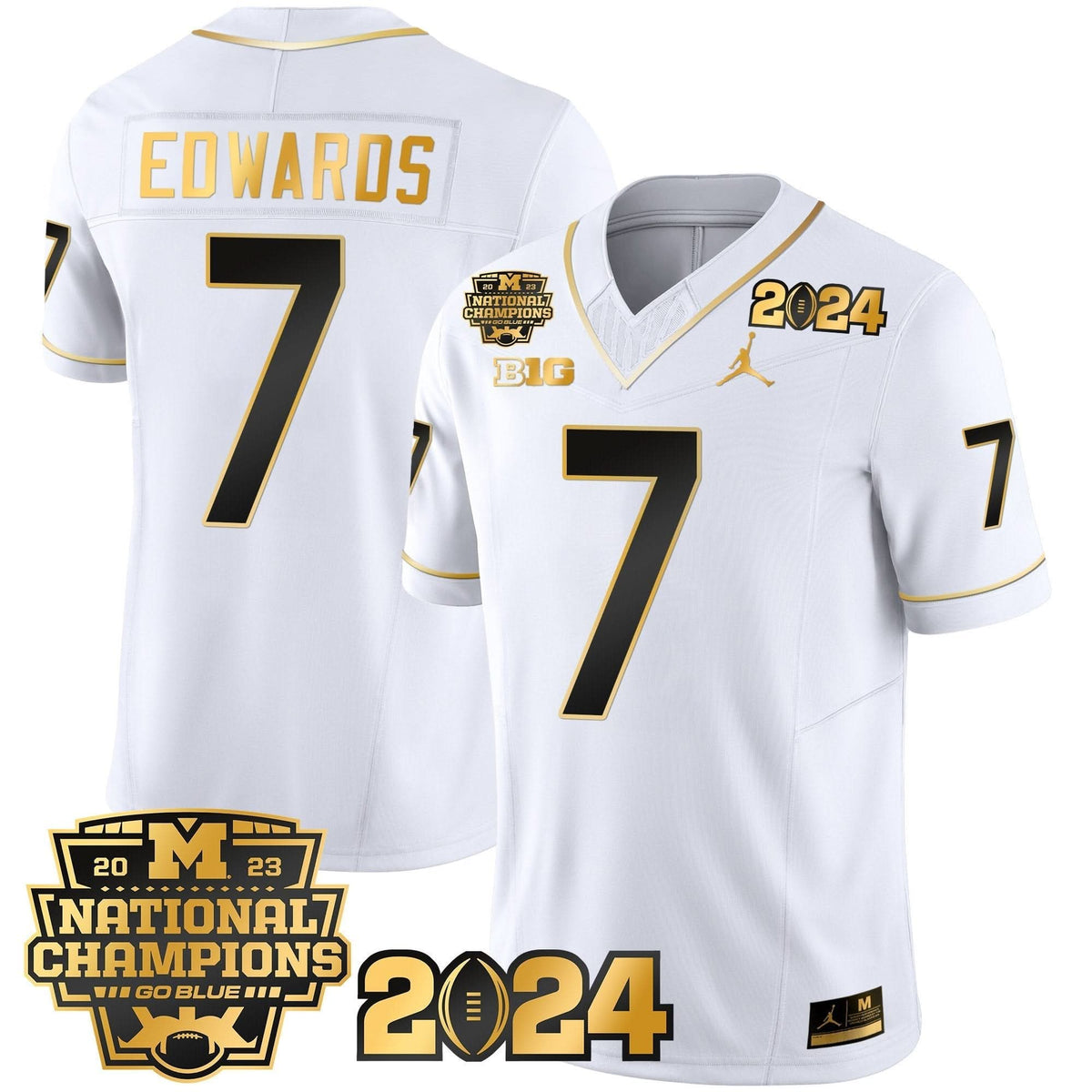 Michigan Wolverines 2023 National Champions Patch Gold Vapor Jersey-Cuztomshoes