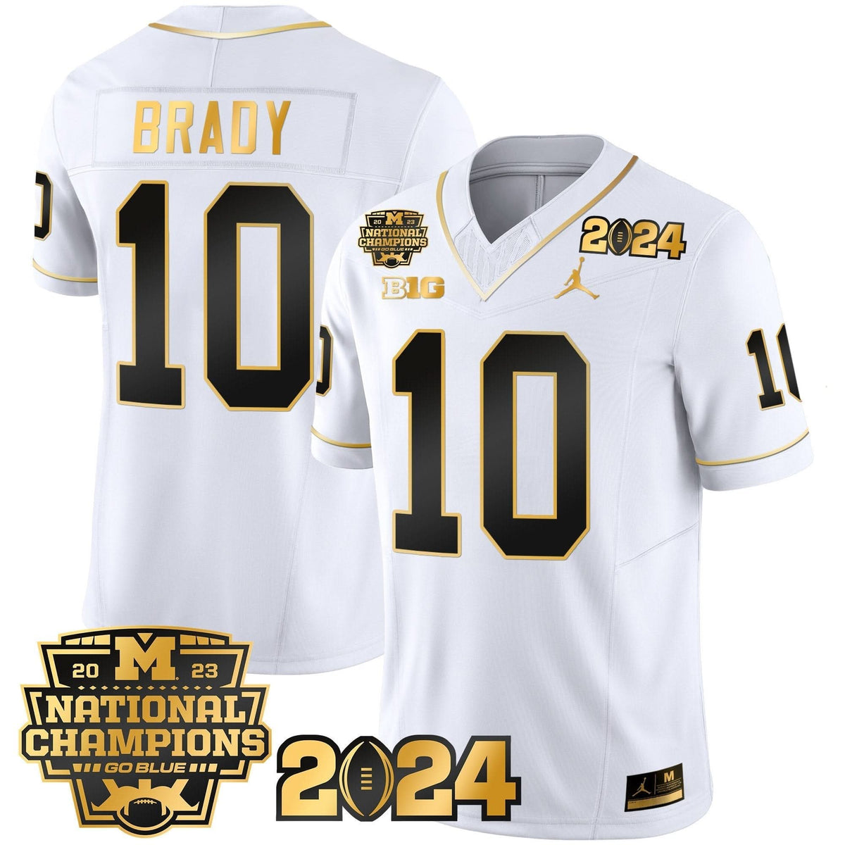 Michigan Wolverines 2023 National Champions Patch Gold Vapor Jersey-Cuztomshoes