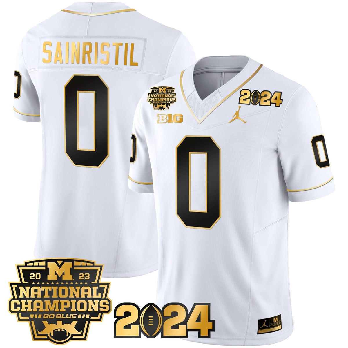 Michigan Wolverines 2023 National Champions Patch Gold Vapor Jersey-Cuztomshoes