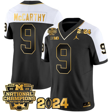 Michigan Wolverines 2023 National Champions Patch Gold Vapor Jersey-Cuztomshoes