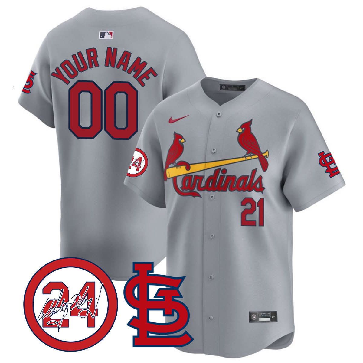 St. Louis Cardinals Memorial Vapor Premier Limited Custom Jersey - Stitched