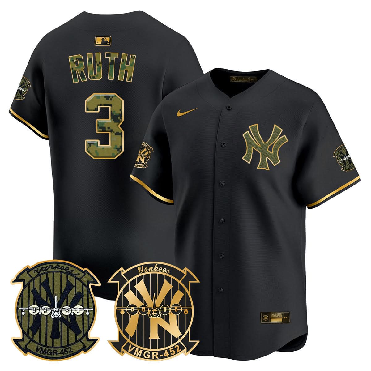 New York Yankees Woodland USMC Alternate Vapor Premier Limited Jersey - Stitched-Cuztomshoes