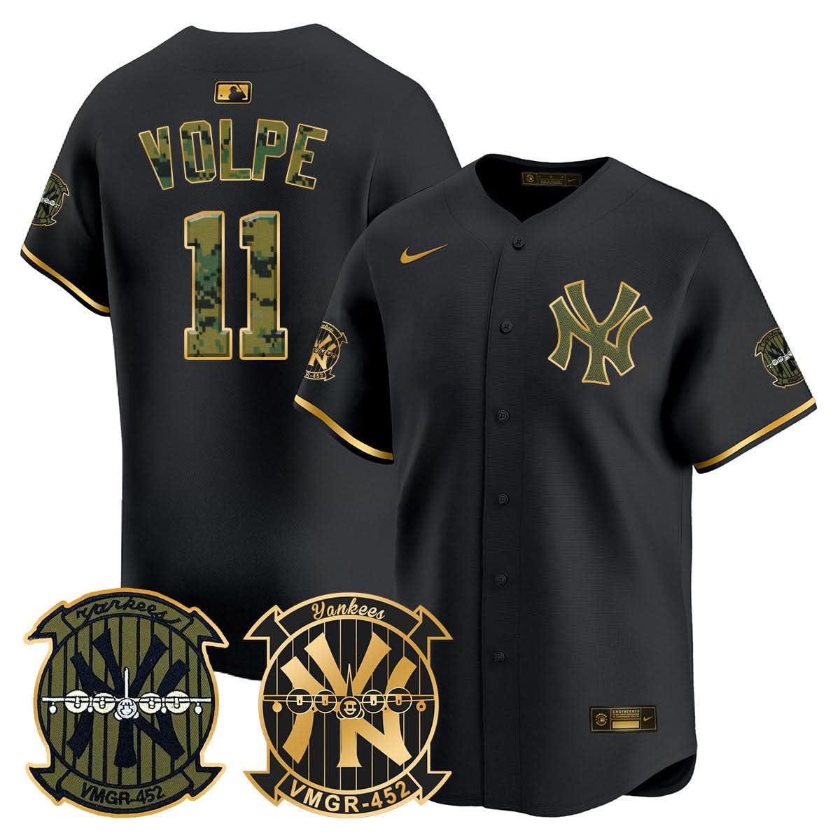New York Yankees Woodland USMC Alternate Vapor Premier Limited Jersey - Stitched-Cuztomshoes