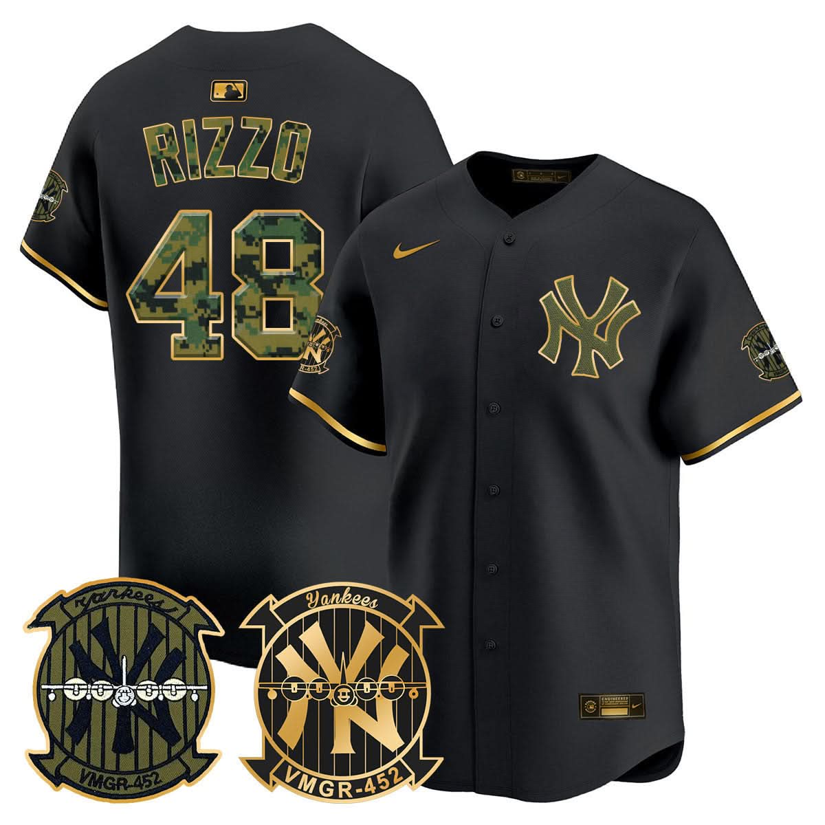 New York Yankees Woodland USMC Alternate Vapor Premier Limited Jersey - Stitched-Cuztomshoes