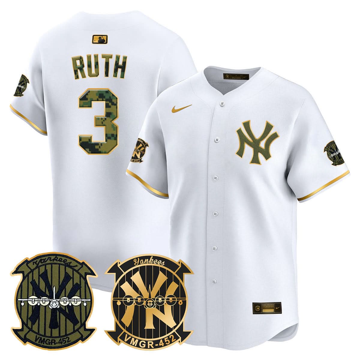 New York Yankees Woodland USMC Alternate Vapor Premier Limited Jersey - Stitched-Cuztomshoes