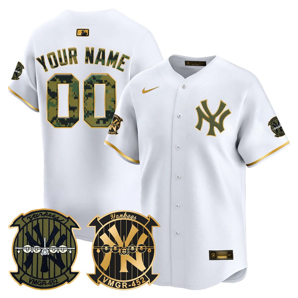 New York Yankees Woodland USMC Alternate Vapor Premier Limited Custom Jersey - Stitched