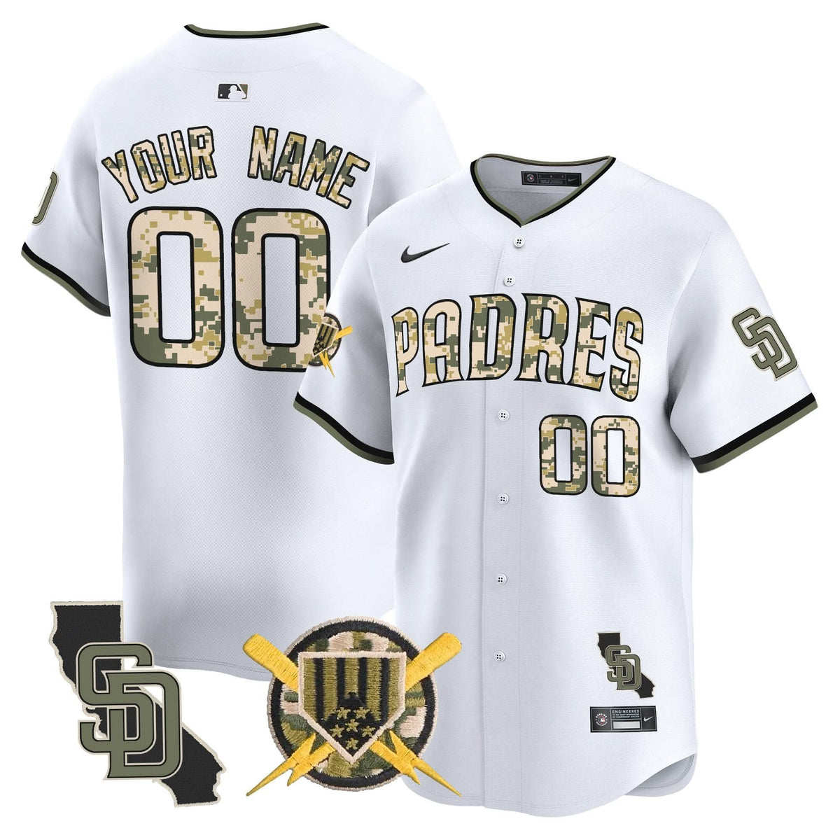 San Diego Padres Armed Forces Day Vapor Premier Limited Custom Jersey - Stitched