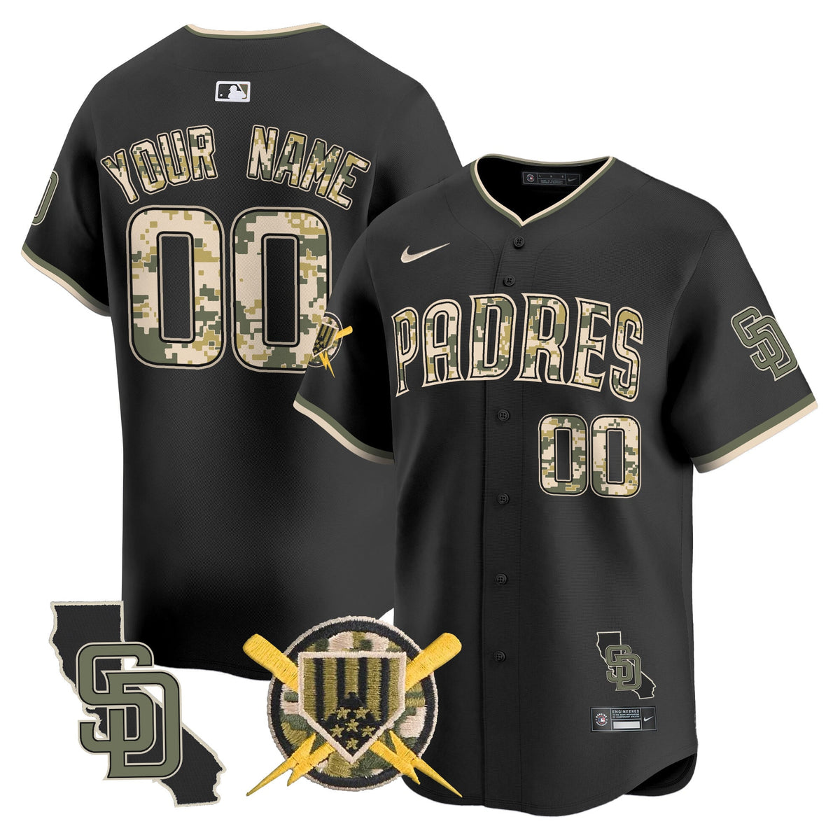 San Diego Padres Armed Forces Day Vapor Premier Limited Custom Jersey - Stitched