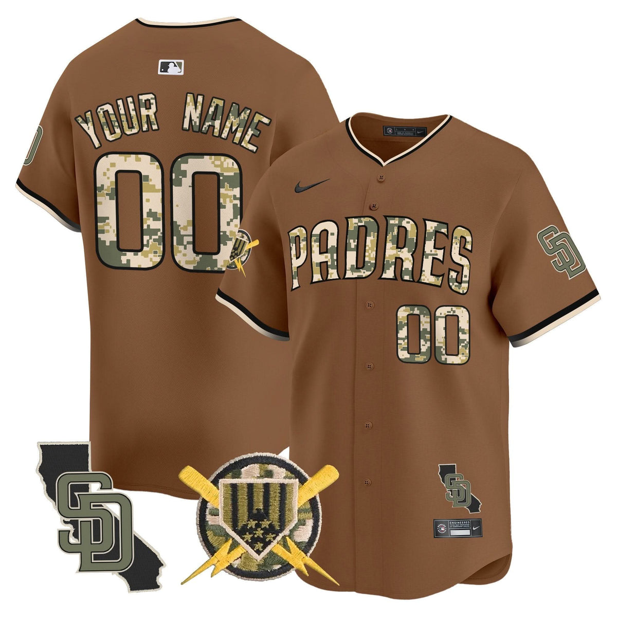 San Diego Padres Armed Forces Day Vapor Premier Limited Custom Jersey - Stitched