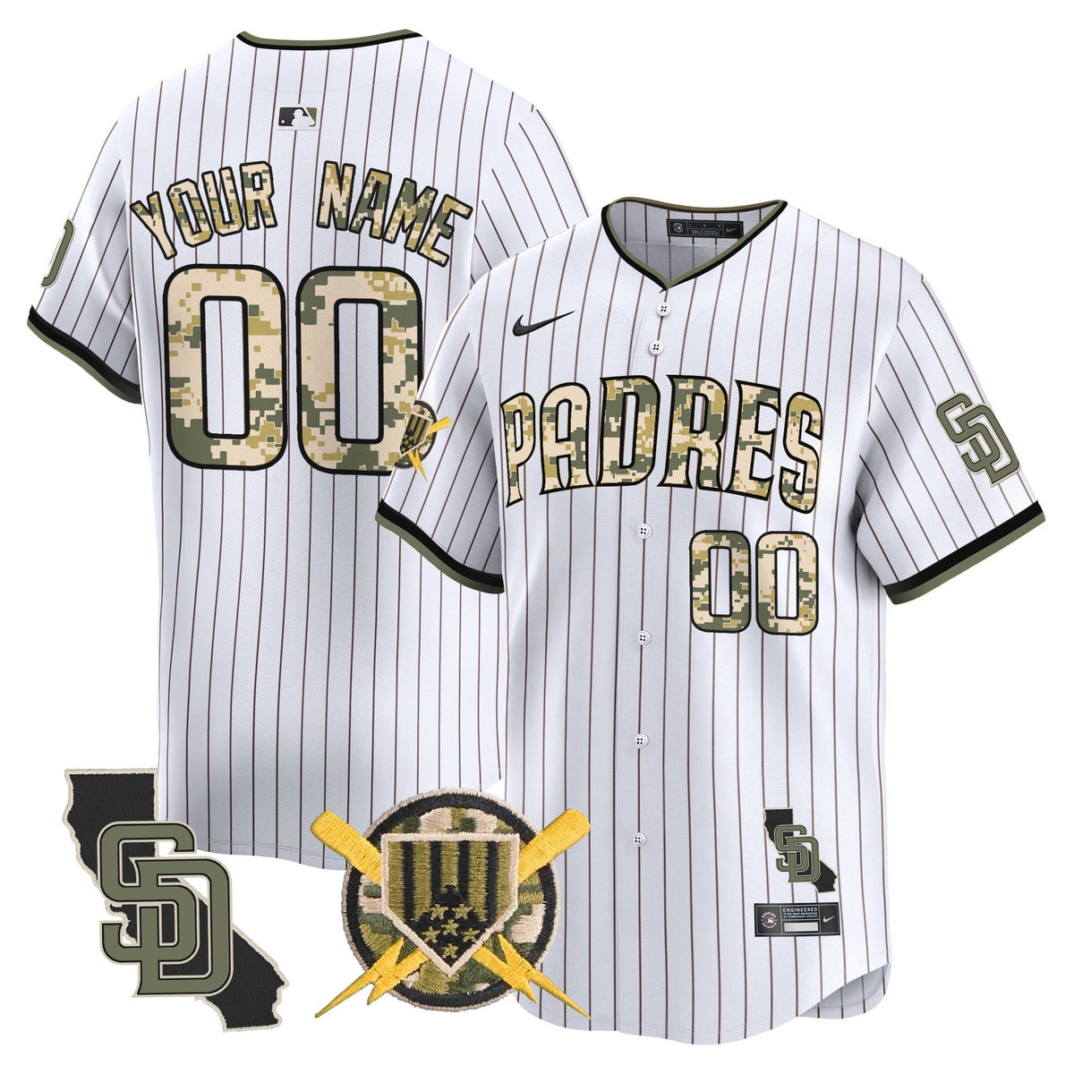 San Diego Padres Armed Forces Day Vapor Premier Limited Custom Jersey - Stitched