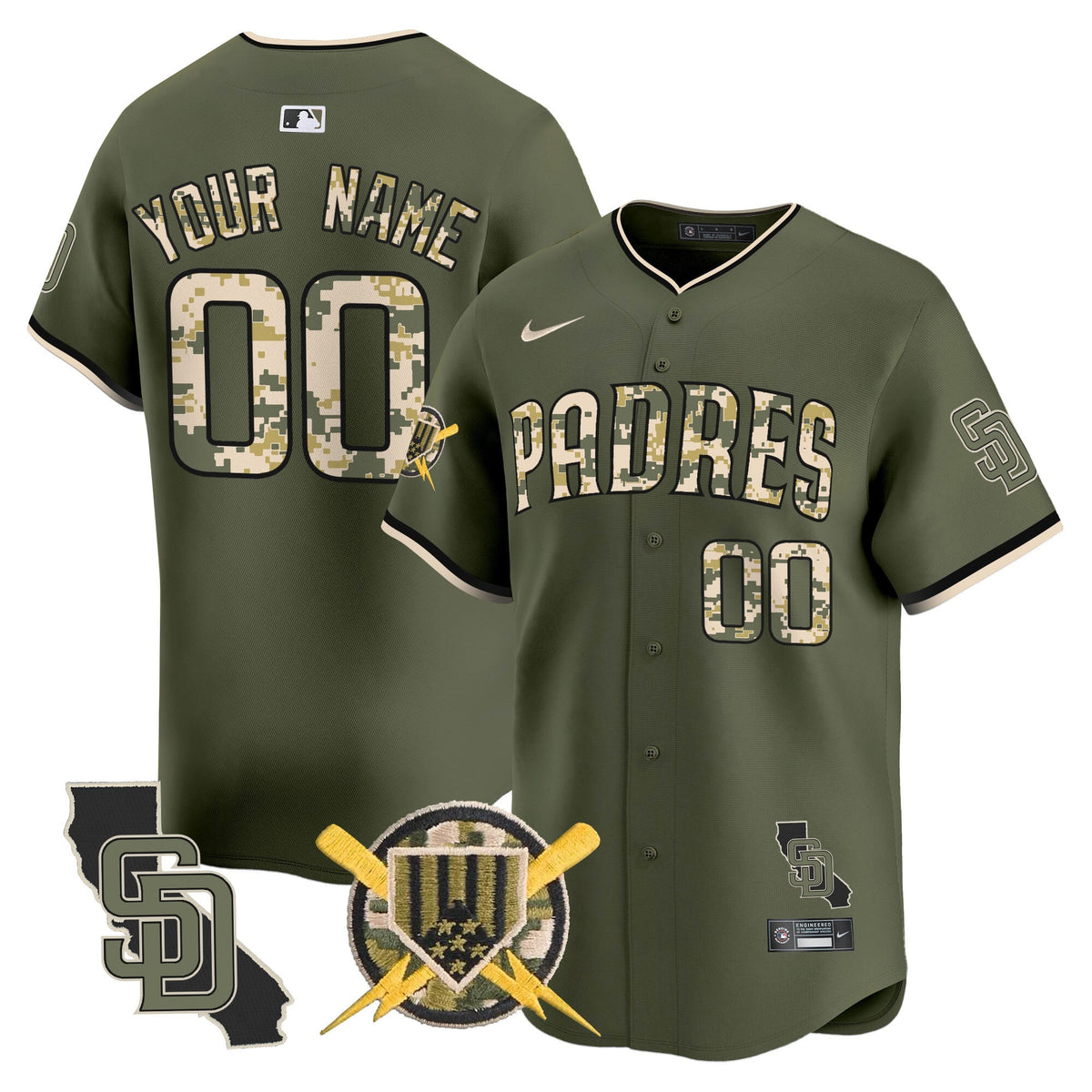 San Diego Padres Armed Forces Day Vapor Premier Limited Custom Jersey - Stitched