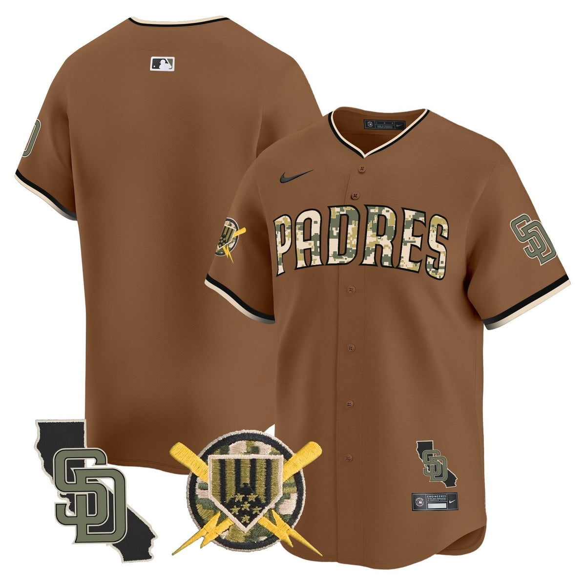 San Diego Padres Armed Forces Day Vapor Premier Limited Jersey - Stitched