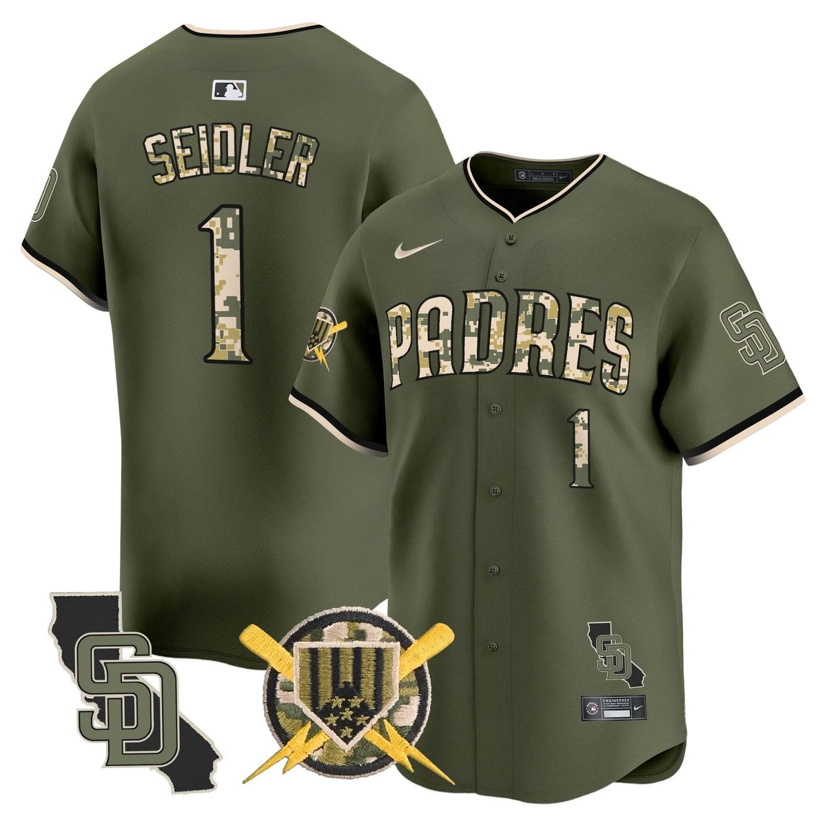 San Diego Padres Armed Forces Day Vapor Premier Limited Jersey - Stitched