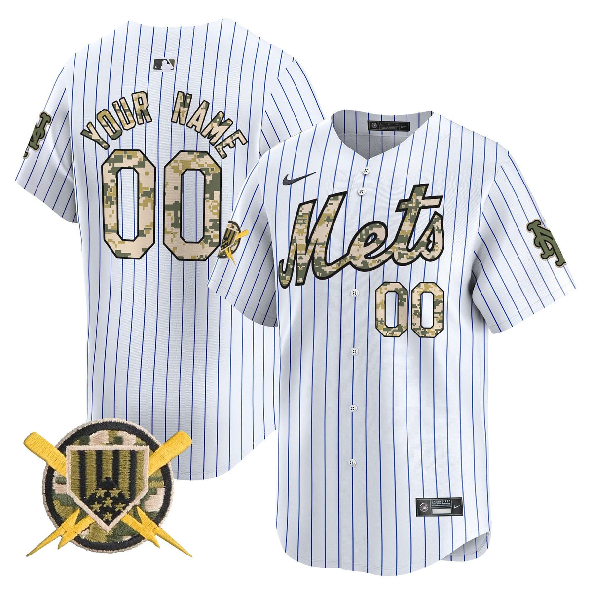 New York Mets Armed Forces Day Vapor Premier Limited Custom Jersey - Stitched