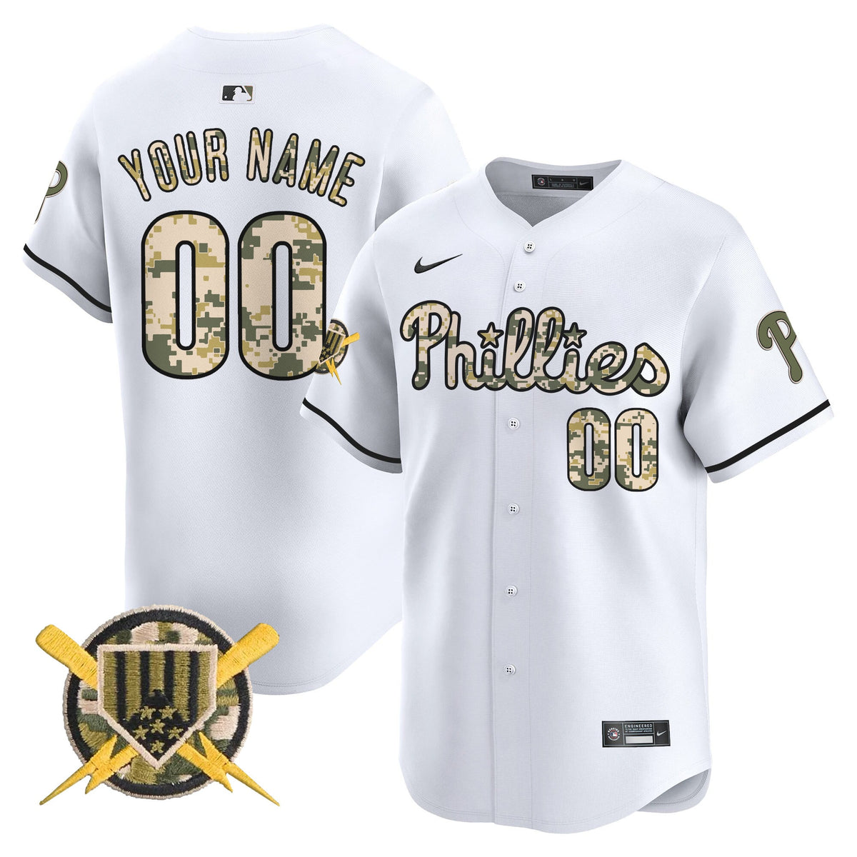 Philadelphia Phillies Armed Forces Day Vapor Premier Limited Custom Jersey - Stitched