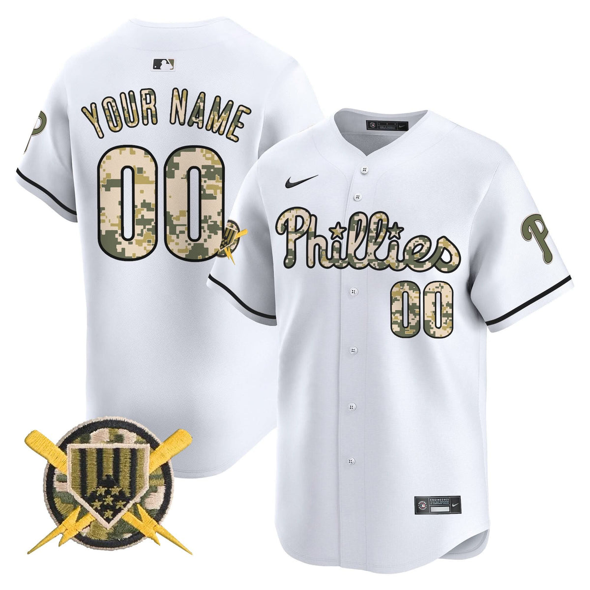 Philadelphia Phillies Armed Forces Day Vapor Premier Limited Custom Jersey - Stitched