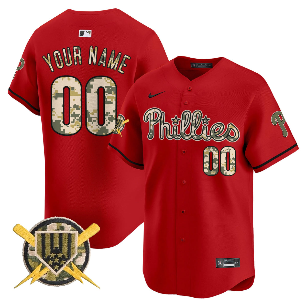 Philadelphia Phillies Armed Forces Day Vapor Premier Limited Custom Jersey - Stitched