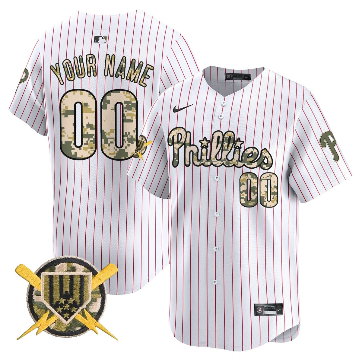 Philadelphia Phillies Armed Forces Day Vapor Premier Limited Custom Jersey - Stitched