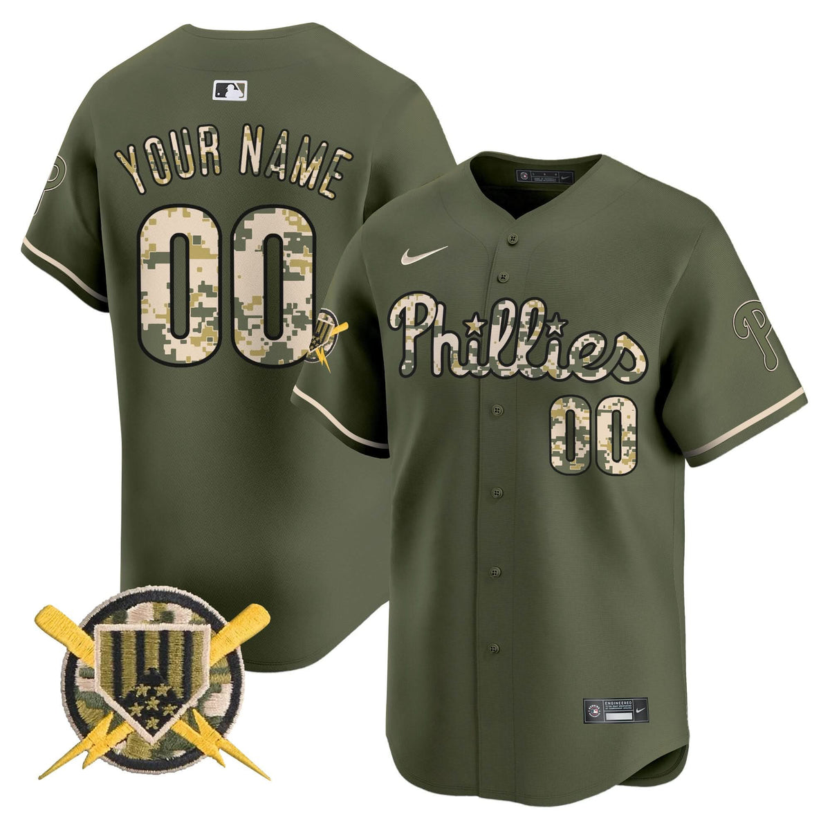 Philadelphia Phillies Armed Forces Day Vapor Premier Limited Custom Jersey - Stitched