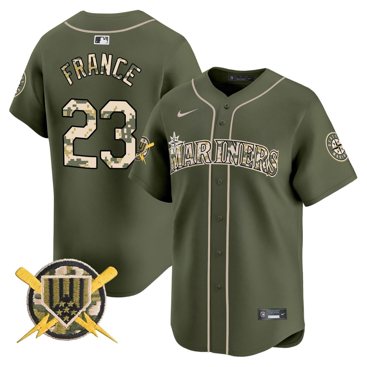 Seattle Mariners Armed Forces Day Vapor Premier Limited Jersey - Stitched